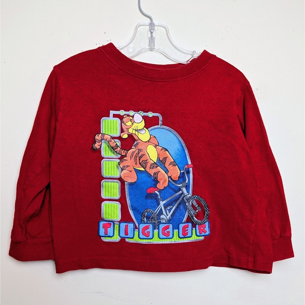 Vintage Tigger BMX Bike Winnie The Pooh Y2K Sports Long Sleeve Shirt Toddler 3T
